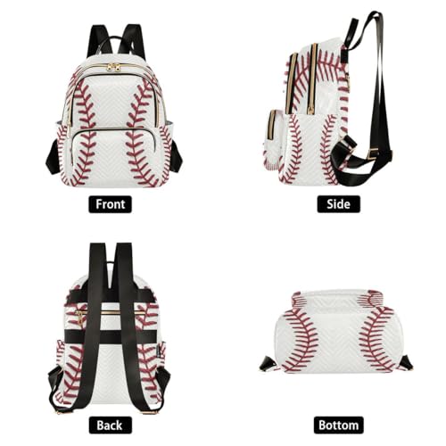 Image of ALAZA Baseball Red Lace Women Backpack Purse Ladies Fashion Shoulder Bag Daypack Travel Bag 10L