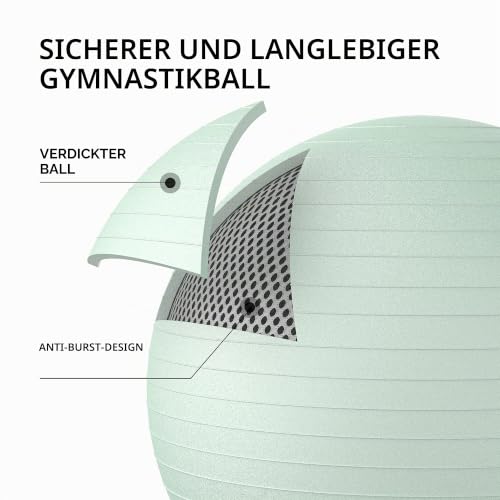 Foto von PROIRON Gymnastikball Pezziball Sitzball Trainingsball Fitnessball & Balance für Core-Training mit Pumpe Anti Burst Pilates Ball Robuster für Erwachsene Büro Pezzibälle Gymnastikbälle
