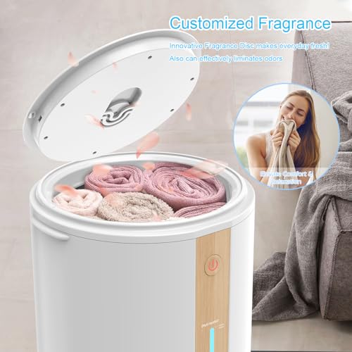 Keenray Towel Warmer for Bathroom, Towel Warmer Bucket with Heating Progress Bar, Fragrant Disc Holder, Leather Handle, Auto Shut-Off Towel Bucket Fits Up to Two 40" x 70" Towels, Bathrobes, Blankets