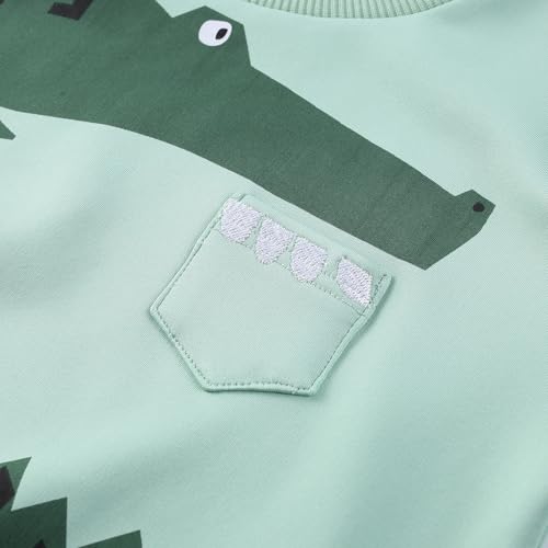 Image of STARRYHEARTS Toddler Baby Boy Sweatsuit Long Sleeve Sweatshirt Pants Sets Kids Crocodile Outfit Fall Winter Clothes(Size:1-6)