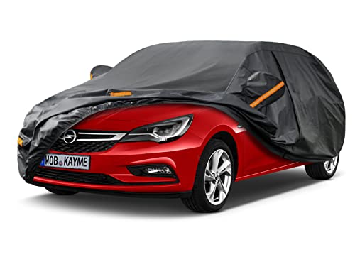 Kayme 7-warstwowy pokrowiec na samochód hatchback wodoodporny oddychający, dopasowany do Opel Astra, nie pasuje do wagonu (2004-22), na zewnątrz pełna pokrywa słońce deszcz UV ochrona przed kurzem i