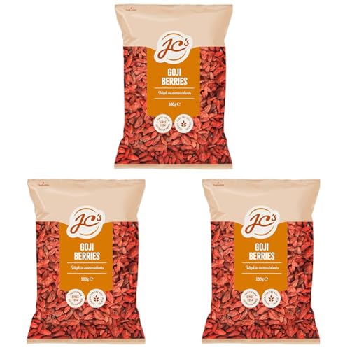 JC’s Goji Berries – 100g | Premium Sun Dried Superfood | Non-GMO, Vegan, Rich in Antioxidants & Vitamin C (Pack of 3)