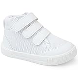 Baby Walking Shoes High-Top Boy Sneakers Lightweight Non Slip Toddler Shoes for 6 9 12 18 32 Months White