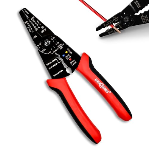 ANGELSWORD 8 inch Wire Stripper, Cable Stripper, Crimping Pliers, Wire Cutter, Wire Crimper, Multi-Function Hand Tool