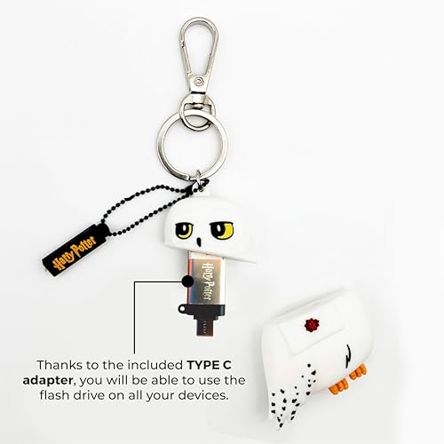 WONDEE Edvige sowa o Harrym Potterze [2 w 1, uroczy dysk flash USB C 32 GB USB C + brelok Harry Potter Edwige] - Disney Harry Potter Oryginalny gadżet, pomysł na prezent dla dorosłych i dzieci