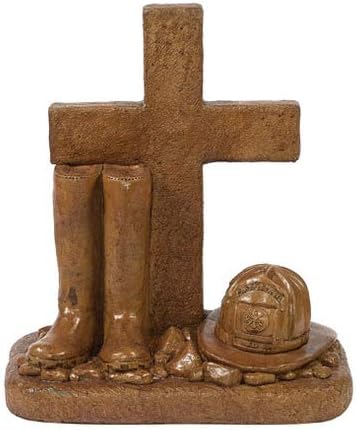 Fireman Boot/Hat at Cross- Autumn Wheat- 20" Tall x 18" w x 11" d