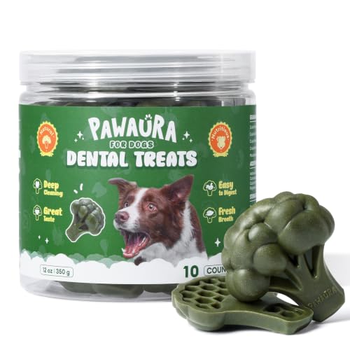 Pawaura Dog Dental Chews for Fresh Breath & Clean Teeth,12oz,10 Count | Dog Teet...