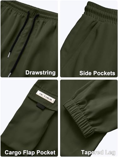 Image of JEMLDL Mens Cargo Joggers Pants Elastic Waist Drawstring with Flap Pockets Techwear Pants for Men