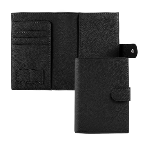 Feelorna Passport Holder for Travel, PU Leather Passport Cover for Women Men, Fashion Passports Wallet with Multi Card Slots (Black)