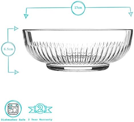 Argon Tableware 2 Piece Campana Glass Serving Bowls Set - Vintage Clear Kitchen Mixing Snack Bowl Dishes - 2 Sizes