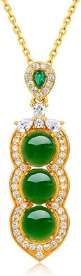 14K Gold Real Natural Jade Four Seasons Bean Pendant Necklace, Elegant Moissanite Necklace, Jade Jewelry Gift for Her Good Fortune