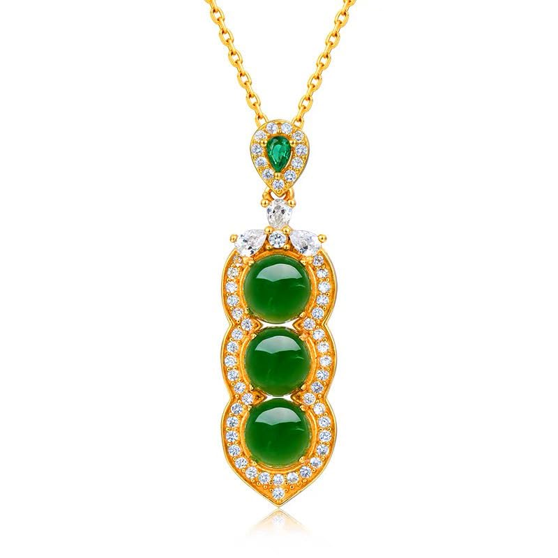 Collier en jade naturel quatre saisons et or élégant pour femme