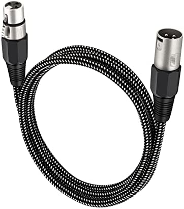 XLR Cable 20 FT, 3 Pin Nylong Braided Balanced XLR Male to XLR Female Microphone DMX Patch Cords (Pure Copper Conductors)