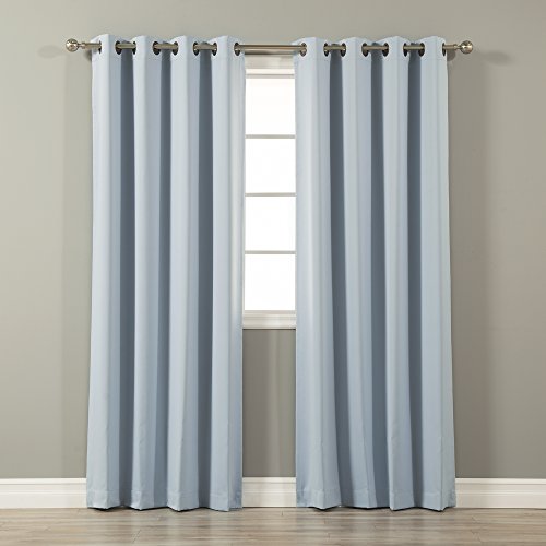 Best Home Fashion Basic Thermal Insulated Blackout Curtains - Antique Bronze Grommet Top - Sky Blue - 52" W X 96" L(Set Of 2 Panels) #TOP1