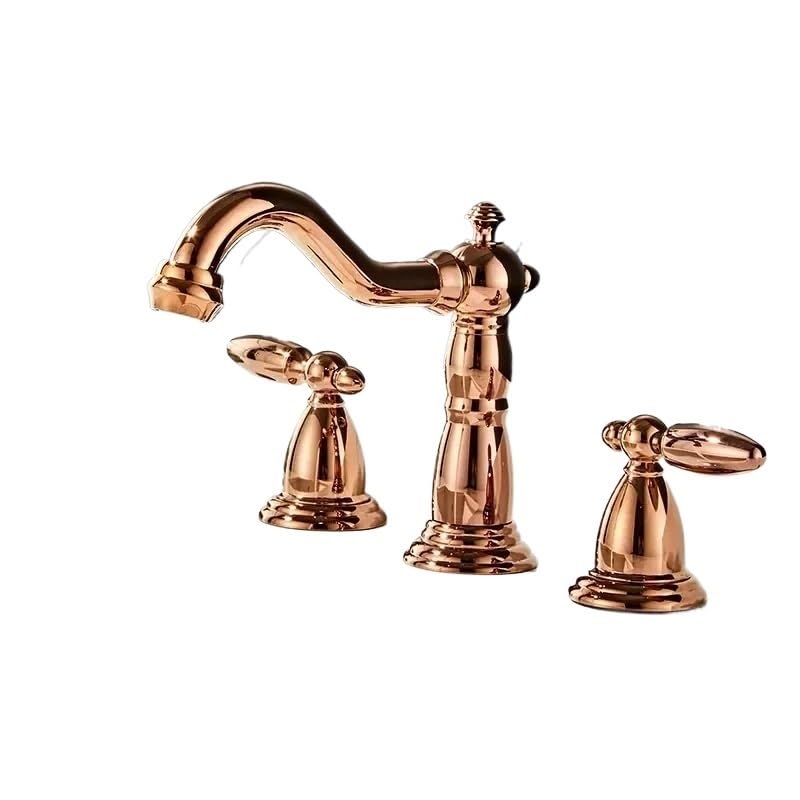 Robinet de lavabo espacé 3 trous or poli mitigeur salle de bain vintage avec bonde de vidage