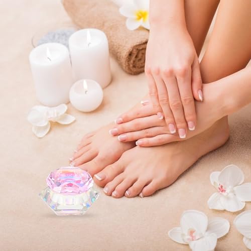 Cuenco de cristal para arte de uñas con tapa hexagonal miniatura 4