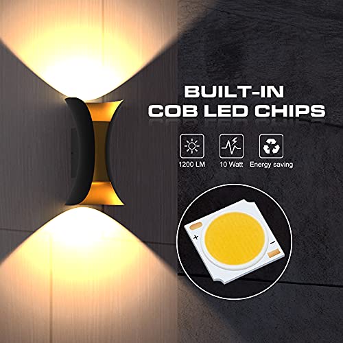 Shinbeam Outdoor Wall Lights,Up And Down Led Porch Lights,Waterproof 10W 3000K Wall Mount Light, Outdoor Wall Lamp Suitable For Garden & Patio Lights(2 Packs) #TOP2