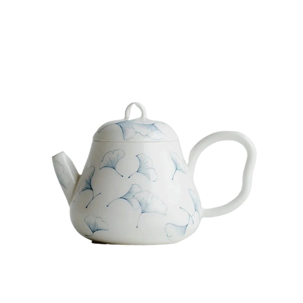 TYUHDUYUR Hand-Painted Gingko Leaf Ceramic Teapot Painting Pot Tea Maker Small Kettle Tea Set Gift (OneColor As Shown)
