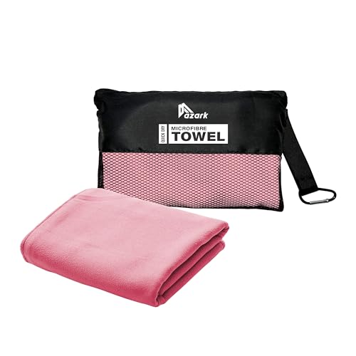 azark Microfibre Towel – Quick Dry, Lightweight & Super Absorbent – Gym, Travel, Yoga, Camping & Beach – Soft & Durable – Multiple Sizes (Pink, Small)