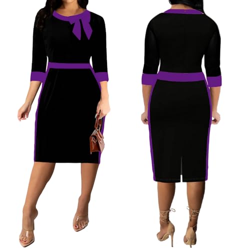 Image of Xinlees Women's Bodycon Pencil Dress Sexy Short Ruffles Sleeve Clubwear Basic Fitted Outfits Casual Midi Dresses