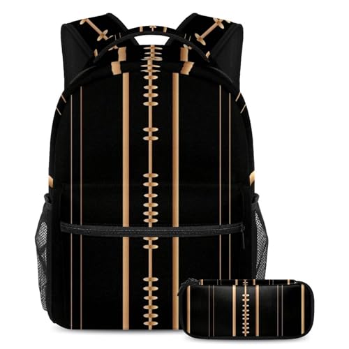 Sac à dos polyvalent grand format avec motif football américain rayures et trousse scolaire