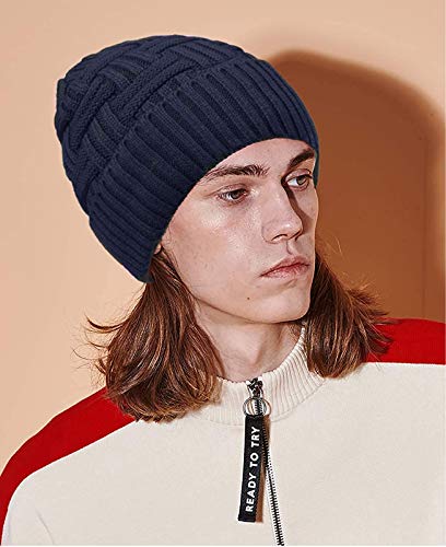 Loritta 2 Pack Winter Beanie Hat Set Warm Knitted Slouchy Thick Baggy Beanie Skull Cap for Men Women Gifts, Multi D - Thumbnail 2