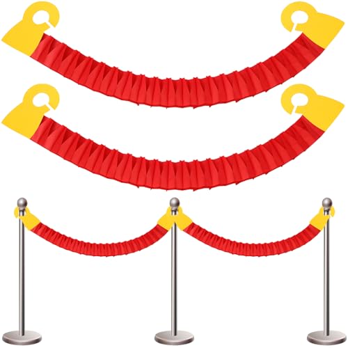 Ctosree 6 Pcs Red Carpet Tissue Rope Tissue Stanchion Rope Party Accessory Movie Decorations Doorway Movie Theme Hanging Banner for Theater Photography Background Party Supplies, 5 Ft(No Pole)