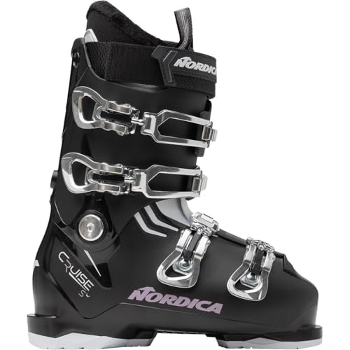 Nordica Cruise S W Women's Comfort Fit All Mountain Alpine Ski Boots (Black/White/Mauve, 27.5)