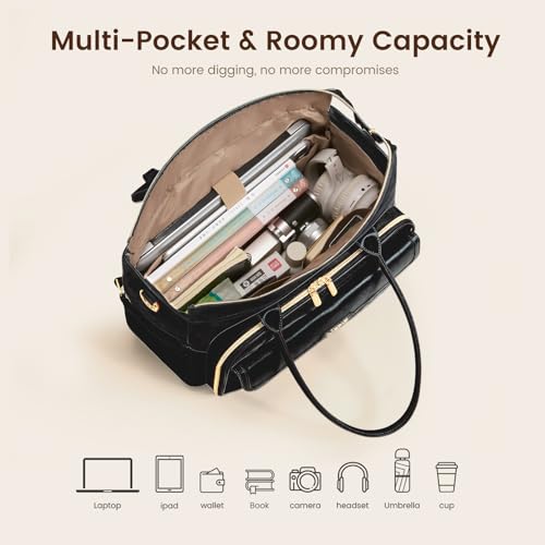 Image of LOVEVOOK Teacher Tote Bag for Women, Laptop Bag Briefcase with Accordion File Pocket, Nurse Handbag for Work, Travel, College