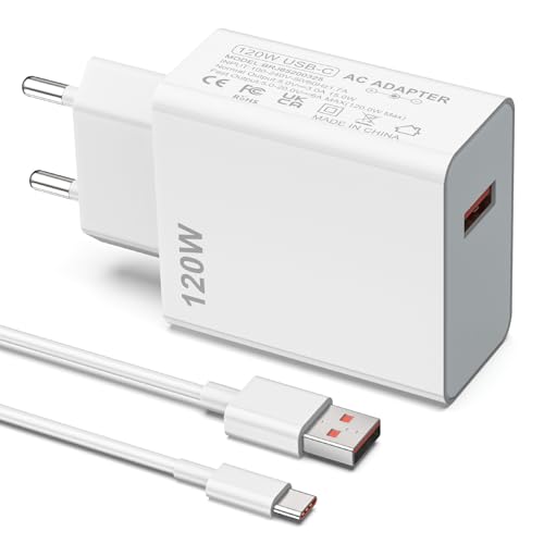 shefor 120W Chargeur pour Xiaomi 14 13 12 13t 12t 12s Pro Lite Redmi Note K70 K60 K50 12 11 Pro Plus Black Shark 3 4 5 Poco F4 GT Mi Turbo 3,3 Pieds 6A câble USB Type-c