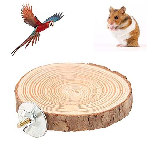 Image of Natural Wood Bird Perch Platform Toy, Parakeet Perch Stand for Cage, Wooden Springboard for Small Parrots Cockatiels Conure Budgie, Hamster Squirrel Chinchilla Small Animal Chew Bite Play Gym