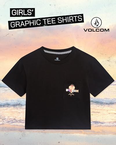 Image of Volcom Girls Shirts - Casual Crewneck Short Sleeve Graphic Tee Trendy Tops - Breathable Girls Summer Clothes