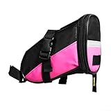 Bolsa trasera para bicicleta, impermeable, tira reflectante, amplio almacenamiento, fácil acceso (rosa)