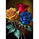 JFYHAB Rose Diamond Painting Kits for Adults, Rose Flowers Full Drill Diamond Art Kit for Adults Beginner, DIY 5D Diamond Dots Painting Craft for Home Wall Decor 12x16 Inch