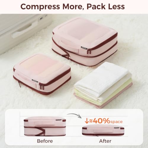 Image of AGAIL Compression Packing Cubes for Travel Essentials, 6 Set-Light Pink