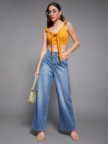 Image of Miss Chase Women's Skinny Fit High Rise Regular Length Stretchable Denim Jeans (MCSS25DEN66-72-553-36, Yonder Blue, 36)