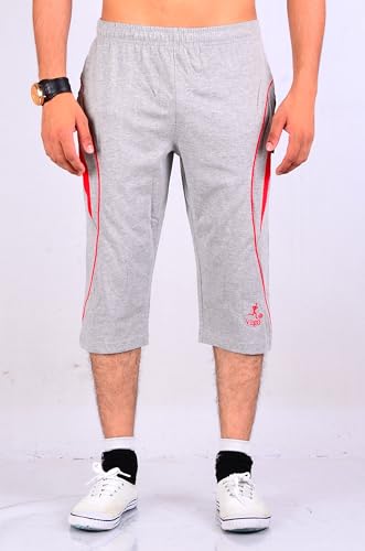 Image of VEGO Mens Cotton Three by Fourth, 3 /4, Capri, Three Quarter Pant Grey Plus Size