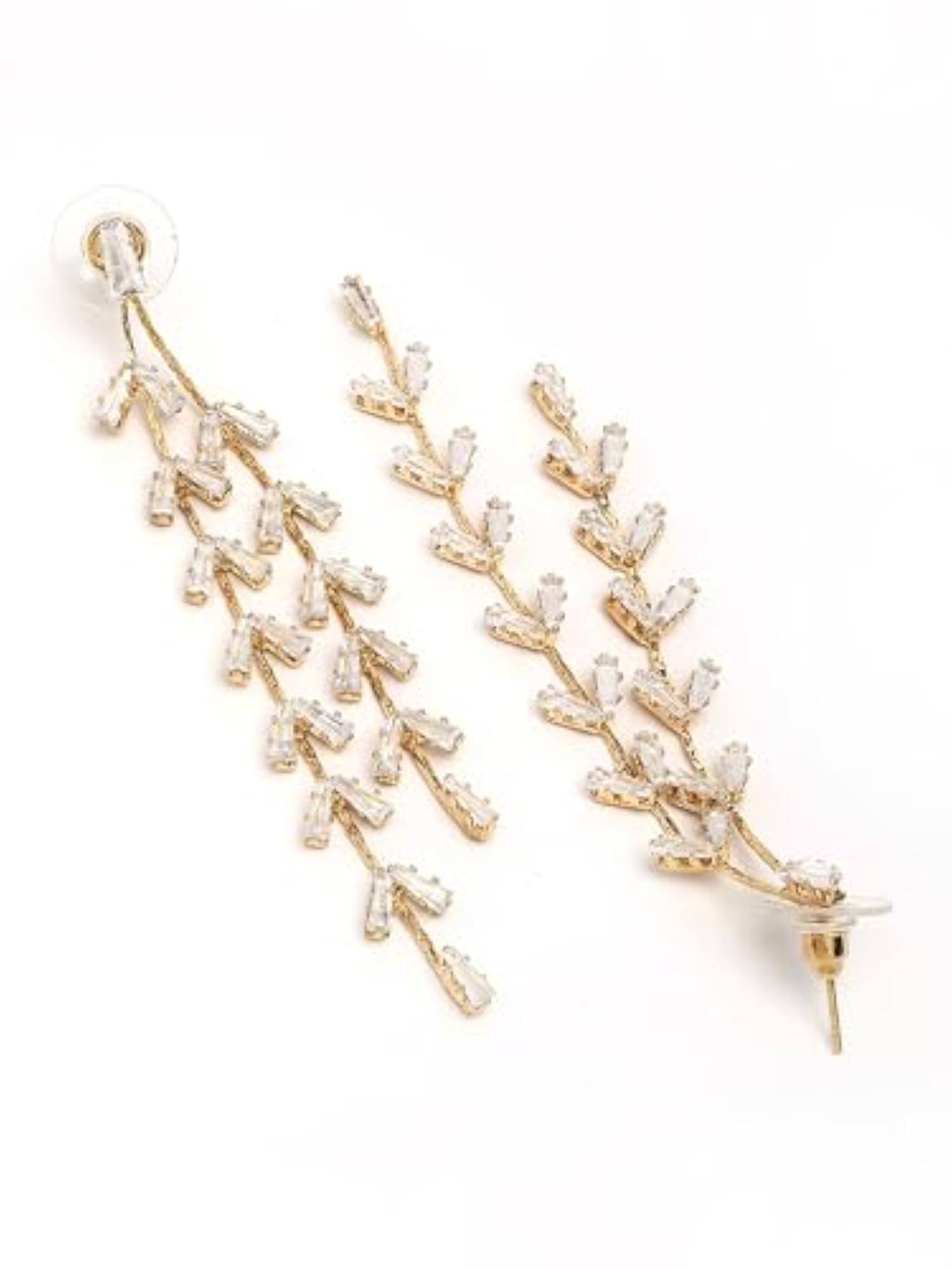 Contemporary Drop Earrings, Elegant Gold-Plated Design