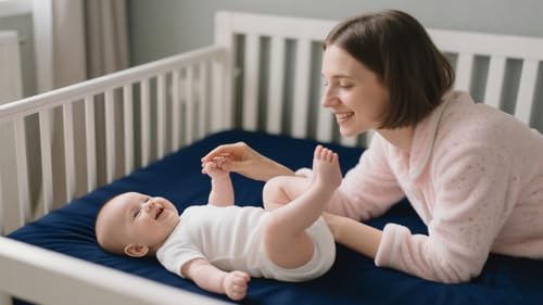 Image of American Baby Company 2 Pack Fitted Crib Sheets 52x28, Gray /Navy | Ultra Soft Microfiber Crib and Toddler Bed Sheets, Breathable & Gentle on Baby Skin, Neutral for Boys & Girls