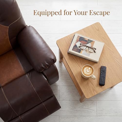 Image of Oversized Single Leather Manual Lounge Recliner Chair Bed, Brown
