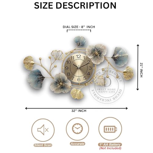 Image of Metal Analog Wall Clock Big Antique Decorative Home Interior Stylish Watch & Silent Machine Gold for Bedroom /Living Room /Dining /Office /Farm /Hotels /House /Hall Items 70CM
