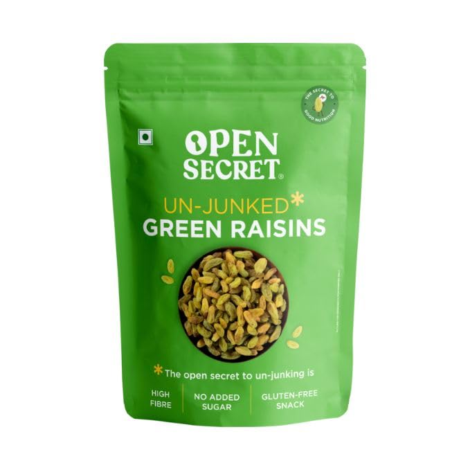 Open Secret Green Raisins | 500g | Dry Fruits, kismis, Kishmish, Dry Grapes, Premium Raisins, 100% Natural & Gluten-Free, Dried Kishmish Without Seeds, Rich in Fiber Iron Calcium