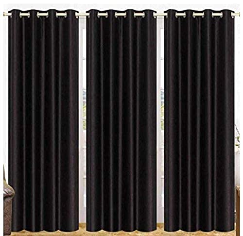 Image of Presents Beautiful Long Crush Curtains Plain Set of 3 Piece Polyster Size 7 feet