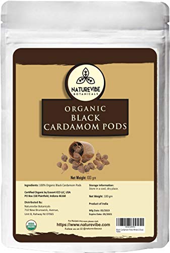Naturevibe Botanicals Organic Black Cardamom Pods Whole, 3.5 ounces (100g) | Non-GMO