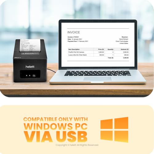 Image of Helett BillQuick Lite USB Direct POS Autocut Thermal Receipt Printer 80mm(3inch)Compatible with Windows(PC&Laptop)250mm /s High Speed Printing connect to Cash Drawer 203 DPI Resolution(1Year Warranty)