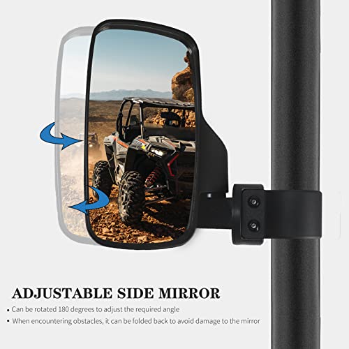 UTV Side Rear View Mirrors And Center Mirror for 1.75\"- 2\" Roll Bar Cage, 360° Adjustable UTV Mirrors Compatible with Polaris RZR Ranger Yamaha Rhino Kawasaki Teryx Mule