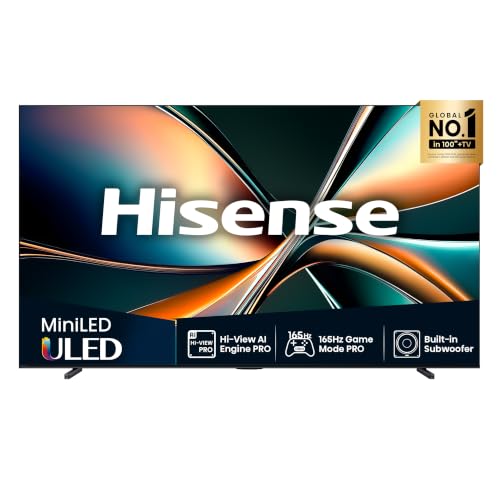 Hisense 100U7Q Fernseher 100 Zoll, 4K Mini LED ULED, Smart TV, Hi-View AI Engine Pro, 165Hz Game Mode Ultra, FreeSync Premium, Built in Subwoofer, Dolby Vision IQ Atmos, Airplay[2025]