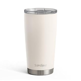 SANDJEST Beige Tumbler 20oz Stainless Steel Double Wall Vacuum Insulated, Travel Coffee Cup, Gifts for Men Women Birthday Christmas - Amazon product rated Grade A