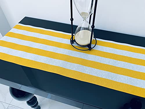 Chemin de table jaune rayé 712 cm pour décoration de fête et repas de mariage