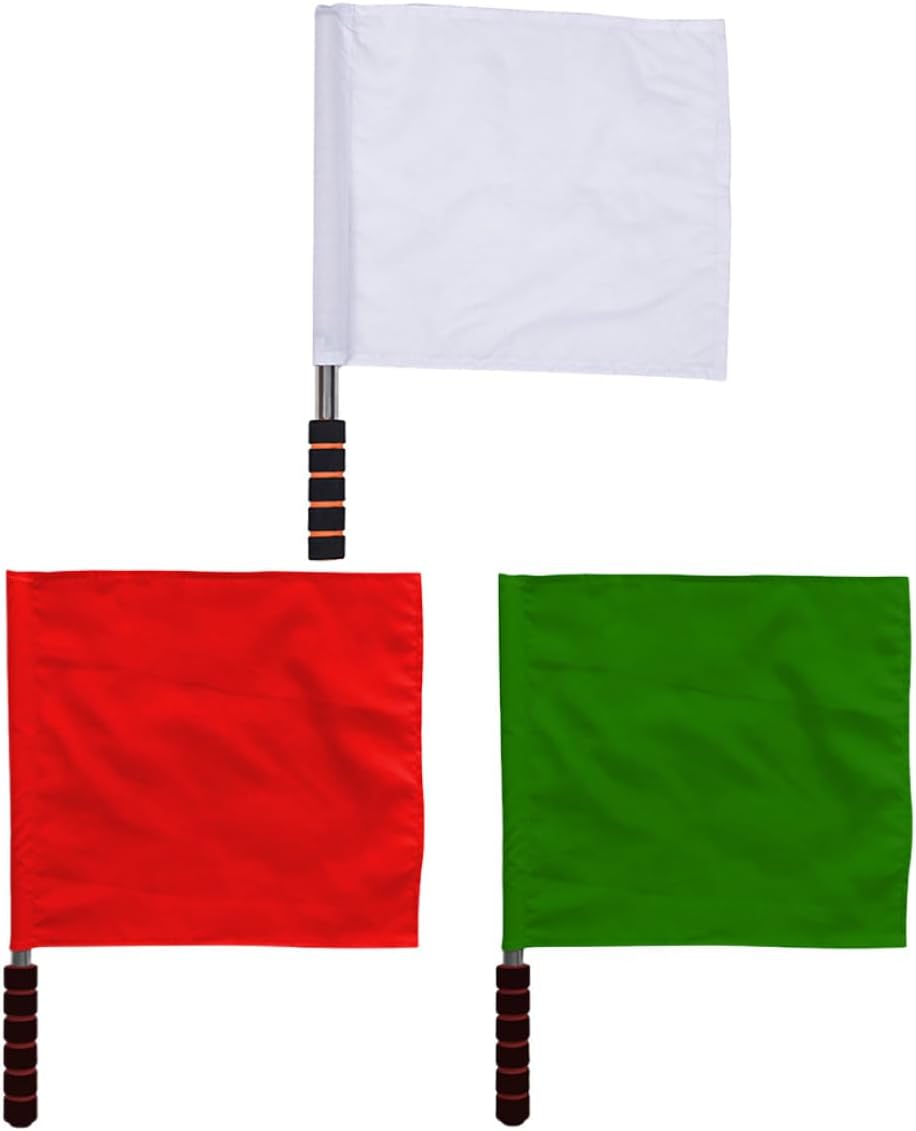Ciieeo Referee Signal Flags 3pcs Set (red, Green, White) Lightweight Race Conducting and Competition Flags for Track Field Sports Events